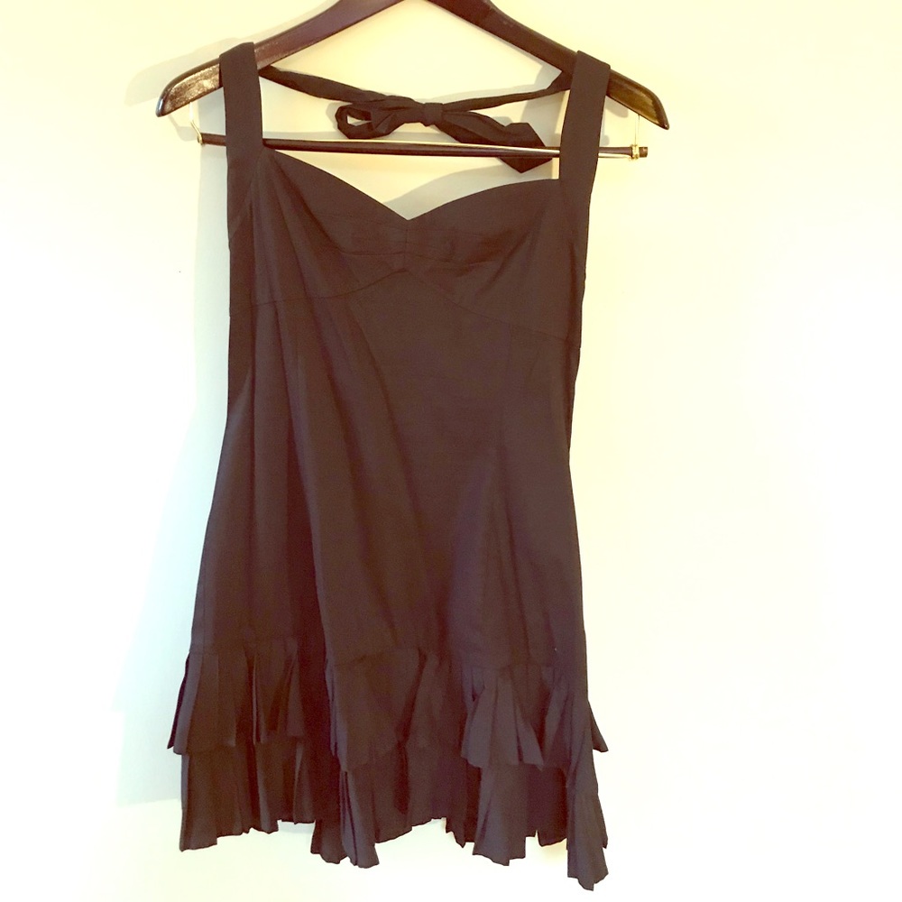 Black pleated mini dress